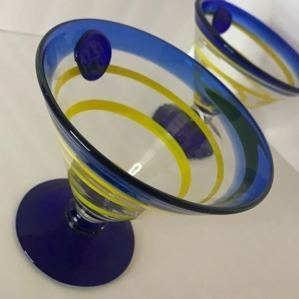 MARTINI GLASSES ART HAND BLOWN GLASSES